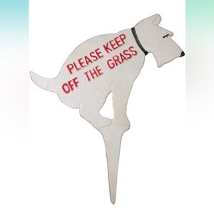 Keep Off the Grass Rustic Cast Iron Dog Yard Sign Stake